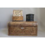 Victorian Walnut and Parquetry Box, Rectangular Box and a Circular Box (3)