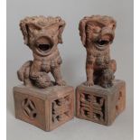 Pair of Chinese Terracotta Guardian Lions