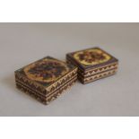 Two Miniature Tunbridgeware Boxes