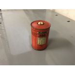 Victorian Red Japanned Tin 'Go to Bed' in the form of a Post Box 5cms