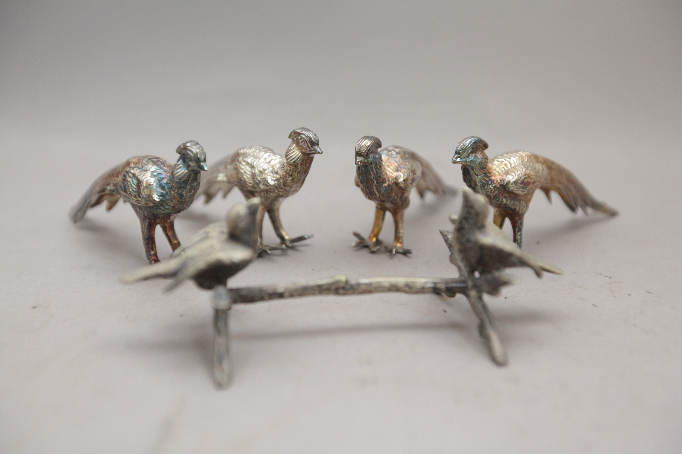 Plated Flatware & Cutlery and Four Small Table Pheasants (lot) - Image 4 of 4