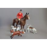 Beswick Horse and Rider with Dogs and Fox
