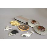 Silver Brooches and Costume Jewellery and a Cigarette Case