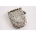 A VICTORIAN SILVER VESTA CASE & SLOW MATCH HOLDER COMBINED with two hinged covers, a knurled wheel