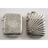 A LATE VICTORIAN SILVER "UNITY PATENT" VESTA CASE & CIGAR CUTTER COMBINED, with rayed fluting and