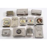 TWELVE VARIOUS LATE 19TH / EARLY 20TH CENTURY NICKEL-PLATED VESTA CASES (including one inset with