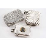 A LATE VICTORIAN SILVER PUZZLE-OPENING VESTA CASE with engraving, by Alfred Taylor, Birmingham 1870,