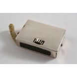 AN EDWARDIAN SILVER VESTA CASE & SLOW MATCH HOLDER COMBINED with an iron striker plate on the front,