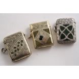 A LATE VICTORIAN "IRISH MARKET" VESTA CASE with engraving and inset pieces of Connemara marble, by