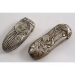 A 19TH / EARLY 20TH CENTURY JAPANESE PLATED VESTA CASE in the form of fluted seed pod with