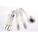 A SET OF SIX LATE 19TH CENTURY RUSSIAN FIDDLE PATTERN TABLE FORKS by Nicholai Alexeyev, Moscow 1867,