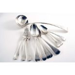 YORK-MADE OLD ENGLISH PATTERN FLATWARE:- A set of six table spoons and three table forks, by Barber,