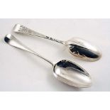 AN EARLY GEORGE I HANOVERIAN PATTERN TABLE SPOON initialled, "RB" over "SO" over "1733", by