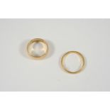A 22CT. GOLD WEDDING BAND 3.7 grams, size U 1/2, together with an 18ct. gold wedding band, 9.3