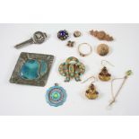 A QUANTITY OF JEWELLERY including a pair of Victorian amethyst and gold drop earrings, a turquoise