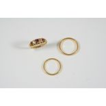 A 22CT. GOLD WEDDING BAND 3.5 grams, size M 1/2, together with another 22ct. gold wedding band, 2.
