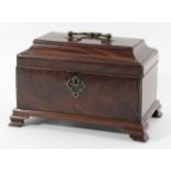 MAHOGANY TEA CADDY Chippendale style with fitted stationery interior, height 17cm, width 26cm