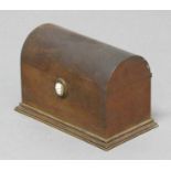 FRENCH BRONZE STATIONERY CASKET, later 19th century, with domed cover, carved cameo clasp, and