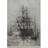 WILLIAM LIONEL WYLLIE (1851-1931) HMS VICTORY Etching, signed in pencil 27 x 20cm. ++ Slight time-