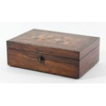 TUNBRIDGEWARE JEWELLERY BOX 19th century, with parquetry borders and central cube parquetry panel,