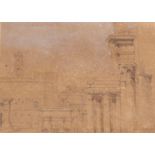 DAVID ROBERTS, RA (1796-1864) THE FORUM, ROME Pencil, with blue wash in the sky 12 x 16.5cm.