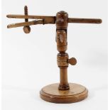 MAHOGANY OPTICIANS CLAMP 19th century, the various sections with threaded adjustable screws, the