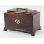 MAHOGANY TEA CADDY Chippendale style, the interior in three sections, height 16cm, width 26cm