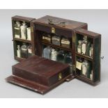 MAHOGANY CAMPAIGN OR TRAVELLING PHARMACISTS CASE, 19th century, the pair of doors enclosing