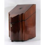 GEORGE III MAHOGANY KNIFE BOX of serpentine form, with fitted interior, height 35cm