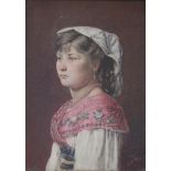 *** JUST (Fl.c.1900) A PRETTY PEASANT GIRL; THE OLD BEARDED PEASANT A pair, both signed, watercolour