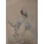 CIRCLE OF ANGELICA KAUFFMAN, RA (1741-1807) STUDY OF A LADY IN A TURBAN, READING A BOOK Pencil and