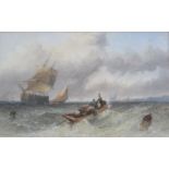 SIDNEY EDWARD PAGET (1860-1908) VESSELS IN CHOPPY WATERS Signed, watercolour and pencil heightened