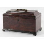 GEORGE III MAHOGANY TEA CADDY with caddy top and vacant interior, height 16cm, width 27cm