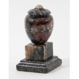 BLUE JOHN URN 19th century, on stepped, square base, height 13cm