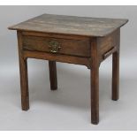 18THC OAK SIDE TABLE, the rectangular top above a single drawer, height 66cm, width 75cm, depth