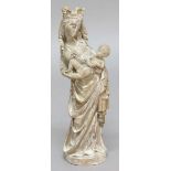 GOTHIC STYLE MADONNA AND CHILD, pine or lime wood, height 42cm