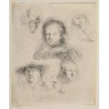 REMBRANDT HARMENSZ. VAN RIJN (1606-1669) STUDIES OF THE HEAD OF SASKIA AND OTHERS (Bartsch 365)