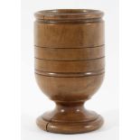 LARGE SYCAMORE MORTAR possibly 18th century, the deep cylindrical bowl with incised bands on turned,