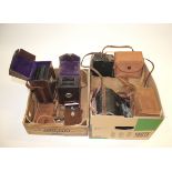 PLATE CAMERAS & OTHER CAMERAS two small plate cameras in fitted cases including a Carl Zeiss Compur,