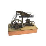 MODEL STEAM ENGINE - BEAM ENGINE a model steam beam engine, with overhung crank. The beam surrounded