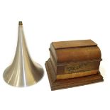 DULCETTO PHONOGRAPH & HORN a phonograph player in an oak case, The Dulcetto, The Phono Exchange,