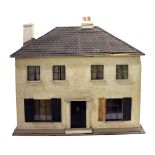 ANTIQUE DOLLS HOUSE & DOLLS HOUSE FURNITURE an early 20thc dolls house, the two storey house with