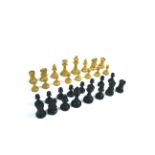 STAUNTON STYLE WOODEN CHESS SET a boxwood and ebony weighted wooden chess set, in a wooden box. King