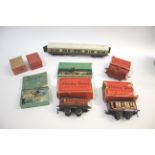 HORNBY 0 GAUGE a mixed lot including M280 Meccano Lighting Set (boxed), two Passenger Coaches (