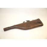 VINTAGE LEATHER GUN CASE a leg of mutton leather gun case, with the initials W.L.M (reputably