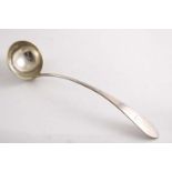 A LATE 18TH / EARLY 19TH CENTURY SOUP LADLE with a "pointed" end, crested, maker's mark "F.C.W"