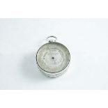 A VICTORIAN POCKET BAROMETER & THERMOMETER with silvered dial inscribed C.W. Dixey, Optician to