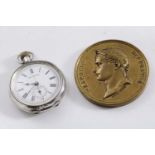 A LATE 19TH / EARLY 20TH CENTURY SWISS POCKET WATCH with stop watch incorporated, signed on the dial