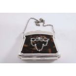 AN EARLY 20TH CENTURY MOUNTED TORTOISESHELL PURSE with inlaid decoration, leather lining by Horton &