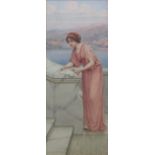 WILLIAM ANSTEY DOLLAND (1858-1929) MAIDEN READING A SCROLL Signed, watercolour 45 x 18cm. ++ Good